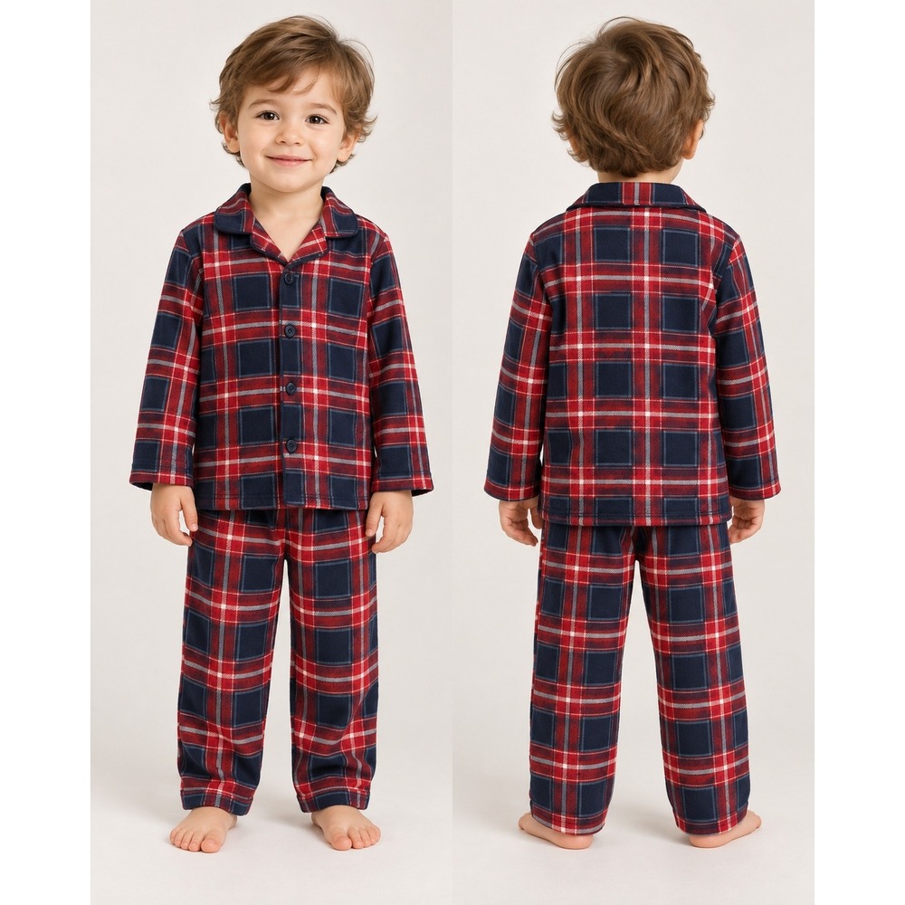 Jammies For Your Families Toddler 3T Red Navy Plaid 2-Piece Pajama Set NWT